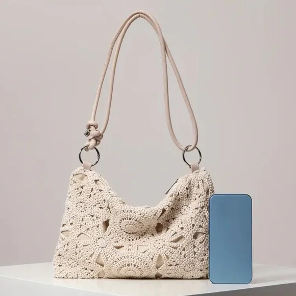 Elegant Cream Crochet Shoulder Bag - Picture 7 of 7